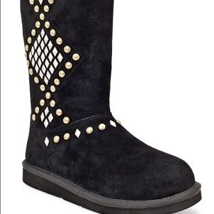 Tall Black UGG boots with stones